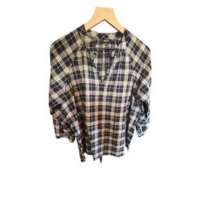 Madewell Womens‎ Black & White Plaid Long-Sleeve Blouse Size M